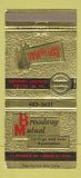 Matchbook Cover - Broadway Mutual Savings and Loan Newark NJ 30 Strike