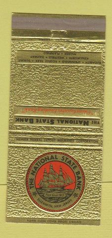 Matchbook Cover - National State Bank Elizabeth NJ Springfield Summit 30 Strike