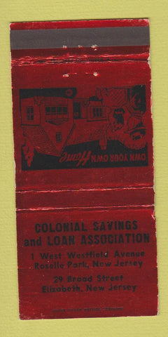 Matchbook Cover - Colonial Savings and Loan Elizabeth NJ WEAR RED 30 Strike