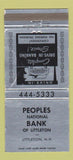 Matchbook Cover - Peoples National Bank Littleton NH WORN 30 Strike