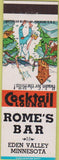 Matchbook Cover - Rome's Bar Eden Valley MN Hillbilly