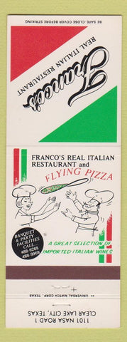 Matchbook Cover - Franco's Italian Restaurant Clear Lake City TX pizza