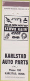 Matchbook Cover - Karlstad Auto Parts MN