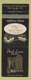 Matchbook Cover - Park Lane Hotel Denver Colorado