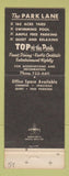 Matchbook Cover - Park Lane Hotel Denver Colorado