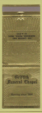 Matchbook Cover - Griffith Funeral Chapel Norwood PA