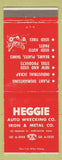 Matchbook Cover - Heggie Auto Wrecking Iron Metal Dorchester MA