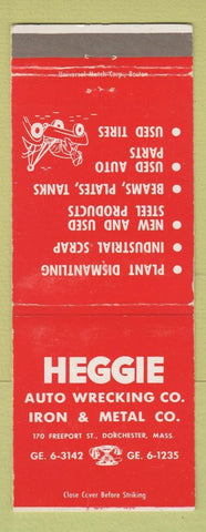 Matchbook Cover - Heggie Auto Wrecking Iron Metal Dorchester MA