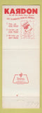 Matchbook Cover - Kardon Chevrolet Mount Holly NJ Jewel