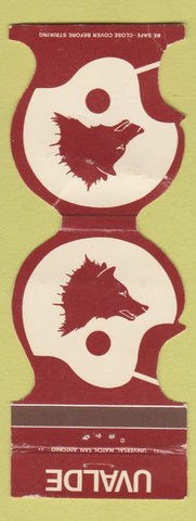Matchbook Cover - Uvalde Coyotes football Bank 1977 TX WORN