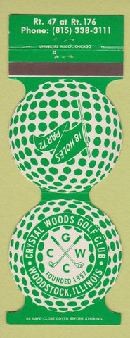 Matchbook Cover - Crystal Woods Golf Club Woodstock IL