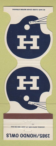 Matchbook Cover - 1985 Hondo Owls Football Community Bank Hondo TX