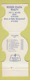Matchbook Cover - Kent State Golden Flashes 1977 Owen Realty Kent OH