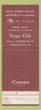 Matchbook Cover - Vesper Club Philadelphia PA