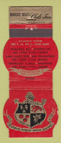 Matchbook Cover - Hill's Chef's Inn Pasadena La Canada Corona Del Mar CA WEAR