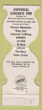 Matchbook Cover - Universal Concrete Pipe Pittsburgh PA Jewelite