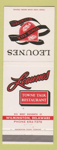 Matchbook Cover - Leounes Towne Talk Restaurant Wilmington DE