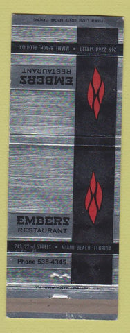 Matchbook Cover - Embers Restaurant Miami Beach FL