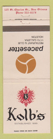 Matchbook Cover - Kolb's Restaurnt New Orleans LA Pacesetter Houston TX