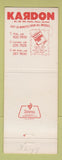 Matchbook Cover - Kardon Chevrolet Mount Holly NJ Jewel