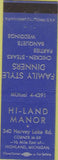 Matchbook Cover - Hi Land Manor Higland MI