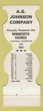 Matchbook Cover - Minnesota Vikings Football 1981 AG Johnson Company