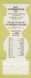 Matchbook Cover - Pittsburgh Steelers Football 1982 ME Cunningham Ingomar PA