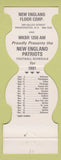 Matchbook Cover - New England Patriots Football 1981 Floor Corp Manchester NH
