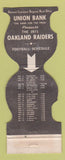 Matchbook Cover - Oakland Raiders Football 1971 Union Bank schedule WORN