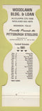 Matchbook Cover - Pittsburgh Steelers Football 1981 Woodlawn Loan Aliquippa PA
