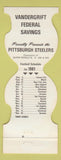 Matchbook Cover - Pittsburgh Steelers Football 1981 Vandergrift Savings