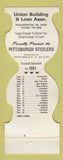 Matchbook Cover - Pittsburgh Steelers Football 1981 Union Loan Bridgewater PA