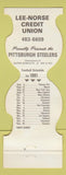 Matchbook Cover - Pittsburgh Steelers Football 1981 Lee Norse Credit Union