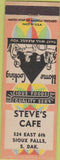 Matchbook Cover - Steve's Cafe Sioux Falls SD Match Corp 40s
