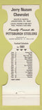 Matchbook Cover - Pittsburgh Steelers Football 1981 Nuzum Chevrolet Uniontown PA