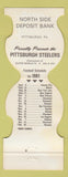 Matchbook Cover - Pittsburgh Steelers Football 1981 North Side Deposit Bank