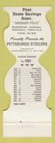 Matchbook Cover - Pittsburgh Steelers Football 1981 First State Savings