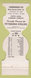 Matchbook Cover - Pittsburgh Steelers Football 1981 Cambridge Lee Leetsdale PA