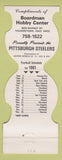 Matchbook Cover - Pittsburgh Steelers Football 1981 Hobby Center Youngstown OH
