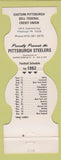 Matchbook Cover - Pittsburgh Steelers Football 1982 Bell Credit Union PA #2