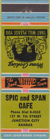 Matchbook Cover - Spci and Span Cafe Junction City KS