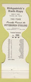 Matchbook Cover - Pittsburgh Steelers Football 1980 Kwik Copy Tulsa OK