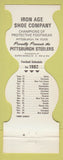 Matchbook Cover - Pittsburgh Steelers Football 1982 Iron Age Shoe PA