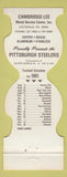 Matchbook Cover Pittsburgh Steelers Football 81 Cambridge Lee Metal Leetsdale PA