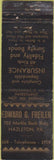 Matchbook Cover - Edward Freiler Hazleton PA Merchants