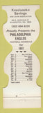 Matchbook Cover Philadelphia Eagles Football 81 Kosciuszko Savings Wilmington DE