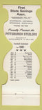Matchbook Cover - Pittsburgh Steelers Football 1981 Bank Aspinwall PA