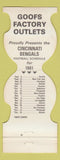 Matchbook Cover - Cincinnati Bengals Football 1981 Goofs Factory Outlets