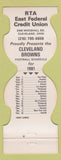 Matchbook Cover - Cleveland Browns Football 1981 RTA Credit Union OH