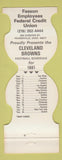 Matchbook Cover - Cleveland Browns Football 1981 Fasson Credit Union Painesville